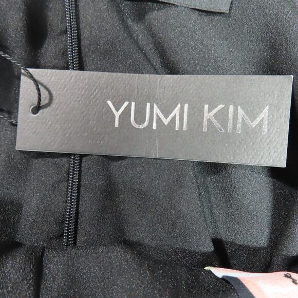 Yumi Kim Black Floral Open Back A-line V-neck Midi Dress Bell Sleeves Size Small - Picture 8 of 10